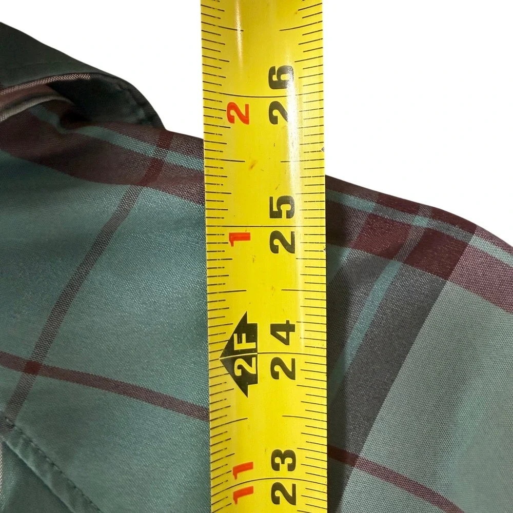 L.L.Bean Plaid Colorblock Quarter‎ Zip Pullover Jacket •M Petite • Pink & Green